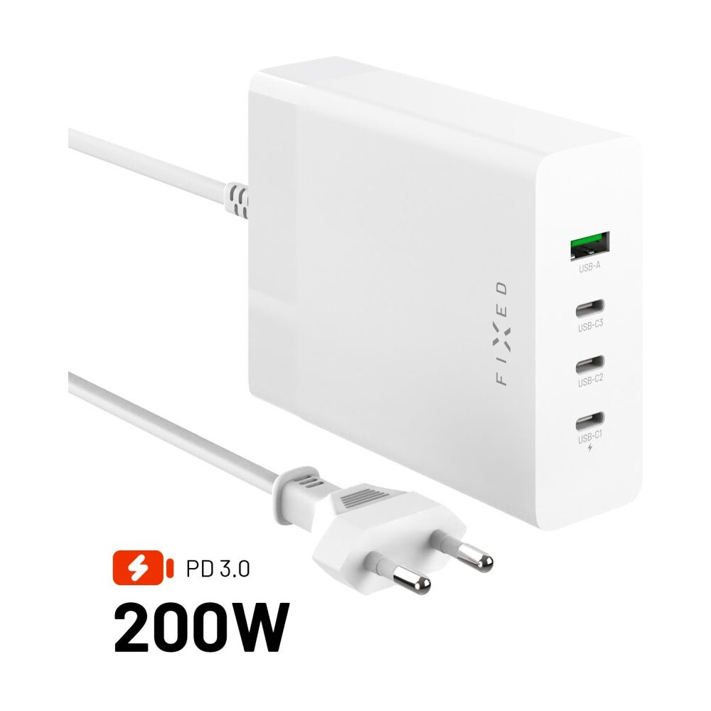 FIXED-Charging-Station-GaN-nabijeci-stanice-3x-USB-C-s-Power-Delivery-3-0-200W-bila