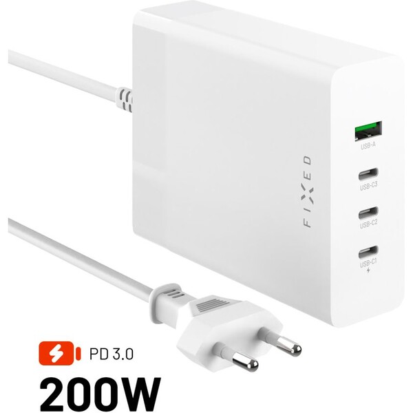 FIXED-Charging-Station-GaN-nabijeci-stanice-3x-USB-C-s-Power-Delivery-3-0-200W-bila