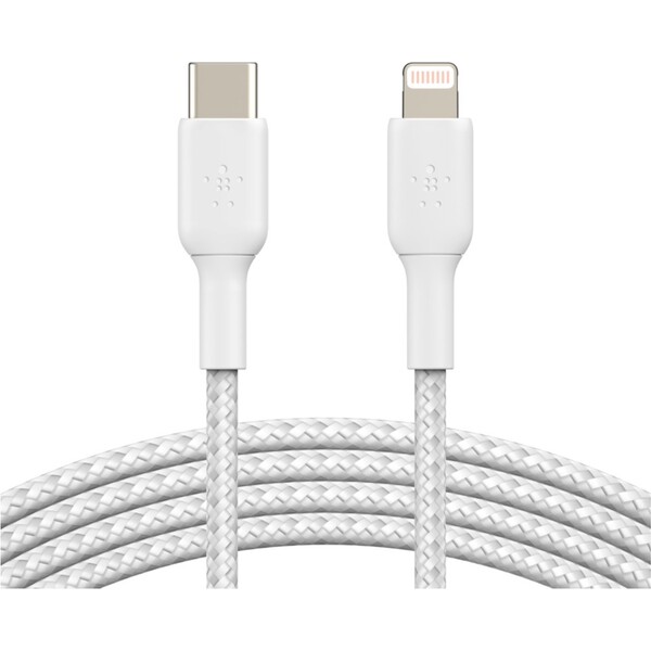 Belkin-BOOST-Charge-Braided-USB-C-Lightning-napajeci-kabel-1m-bily