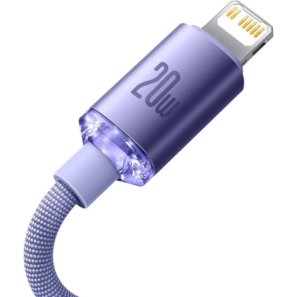 Baseus Crystal Shine Series kabel USB-C/Lightning (20W) 1,2m fialový - Kabely - Obrázek TJRL100501