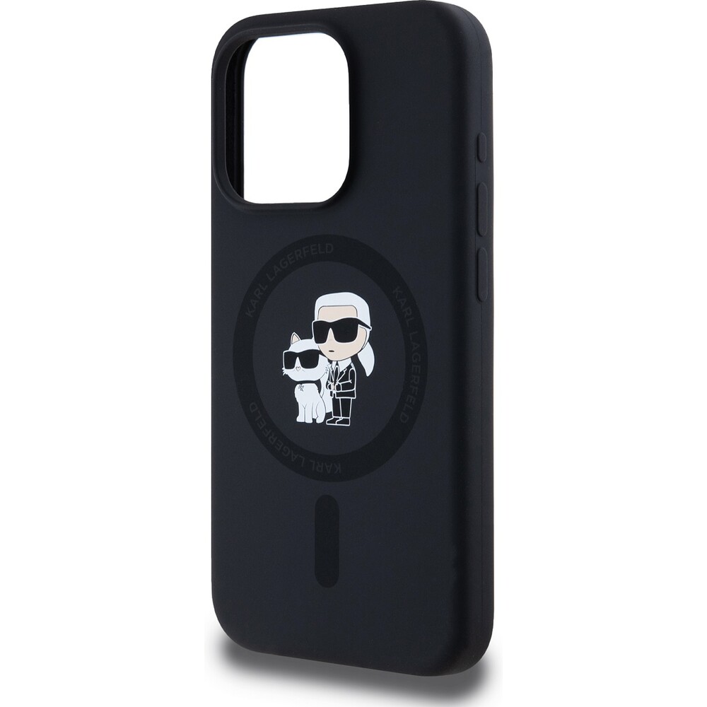 Karl-Lagerfeld-Liquid-Silicone-Karl-and-Choupette-Magsafe-zadni-kryt-iPhone-15-Pro-cerny