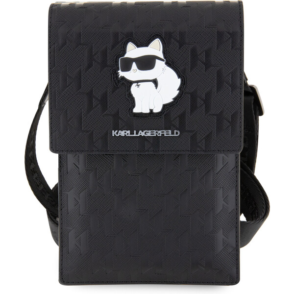Karl-Lagerfeld-Saffiano-Monogram-Choupette-NFT-Wallet-Bag-pouzdro-cerne