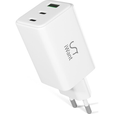 iWant 65W GaN síťová nabíječka bílá