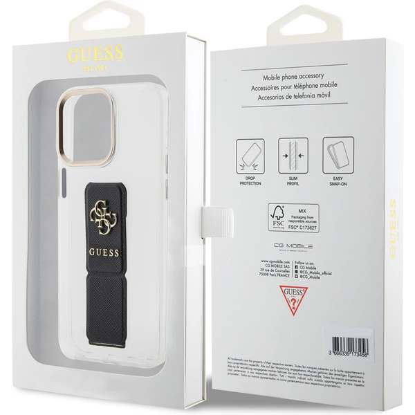 Guess PU Grip Stand 4G Metal Logo kryt iPhone 15 Pro černý - Pouzdra - Obrázek U2J8000601