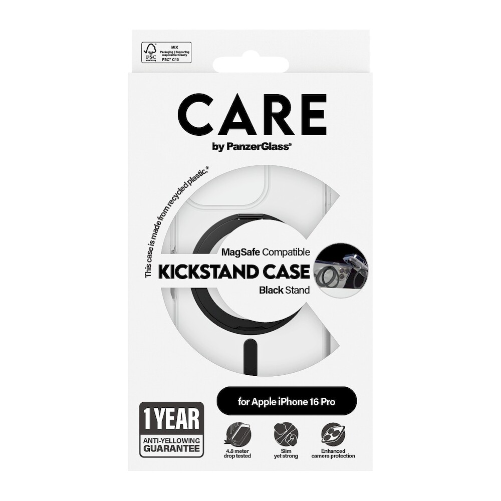 PanzerGlass-CARE-kryt-Apple-iPhone-16-Pro-MagSafe-KickStand-ciry-cerny