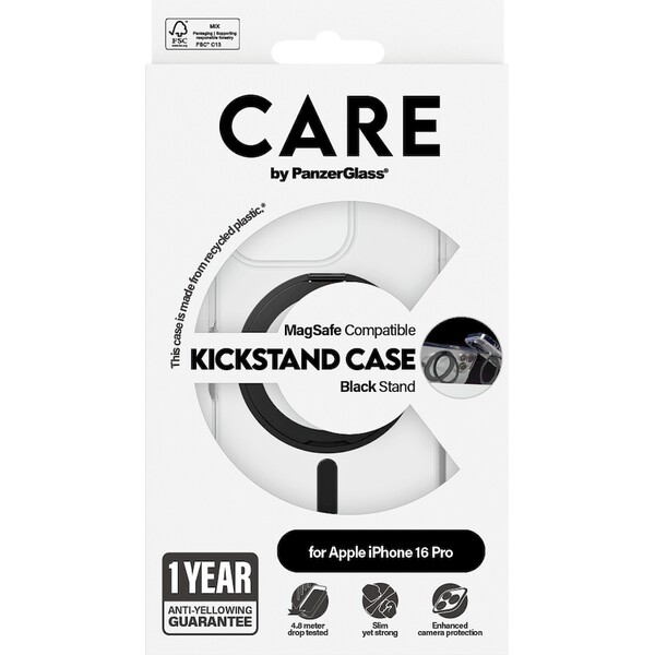 PanzerGlass-CARE-kryt-Apple-iPhone-16-Pro-MagSafe-KickStand-ciry-cerny