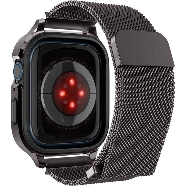 Spigen-Metal-Fit-Pro-reminek-s-pouzdrem-Apple-Watch-9-8-7-45mm-grafitovy