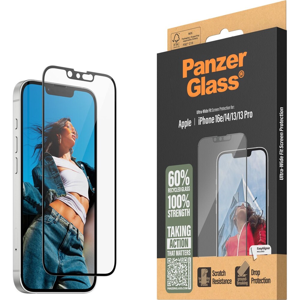 PanzerGlass-Ultra-Wide-Fit-sklo-Apple-iPhone-17e-16e-14-13-13-Pro-s-instalacnim-rameckem