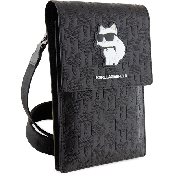 Karl-Lagerfeld-Saffiano-Monogram-Choupette-NFT-Wallet-Bag-pouzdro-cerne