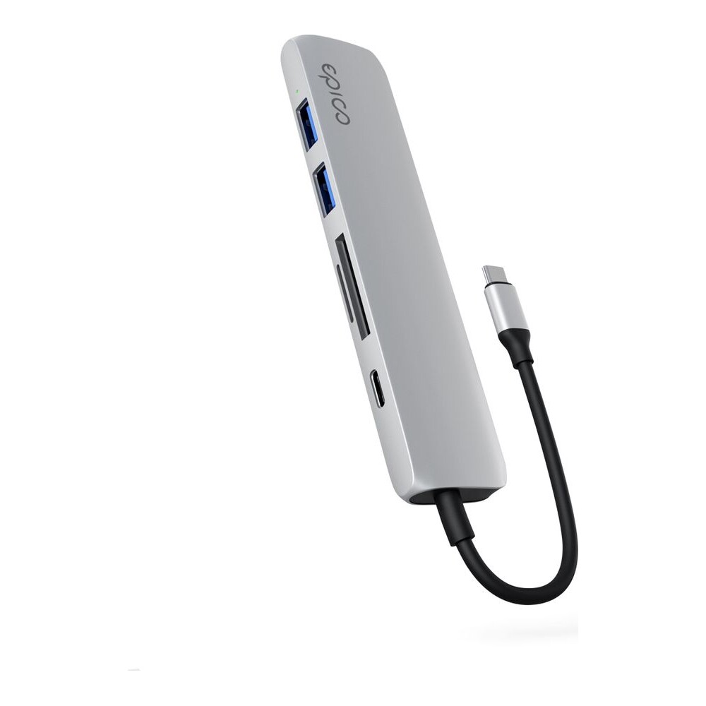 Epico-6v1-hlinikovy-hub-8K-s-USB-C-hvezdne-stribrny