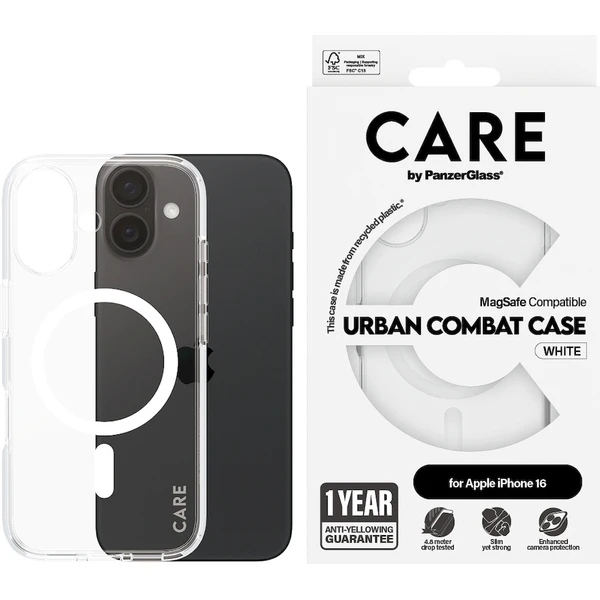 PanzerGlass® CARE kryt Apple iPhone 16 MagSafe Urban Combat čirý/bílý - Pouzdra - Obrázek V108000P01