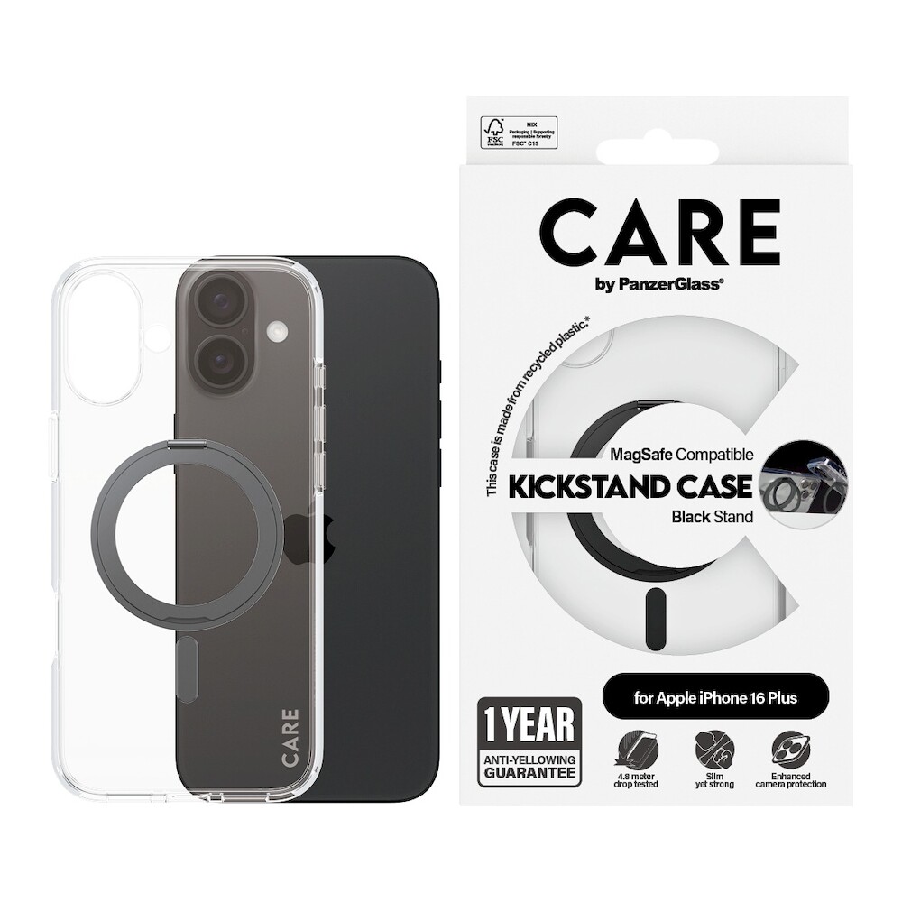 PanzerGlass-CARE-kryt-Apple-iPhone-16-Plus-MagSafe-KickStand-ciry-cerny