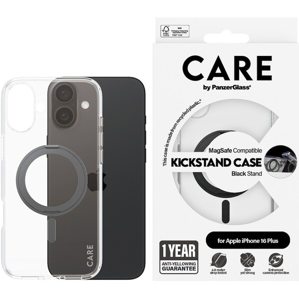 PanzerGlass-CARE-kryt-Apple-iPhone-16-Plus-MagSafe-KickStand-ciry-cerny
