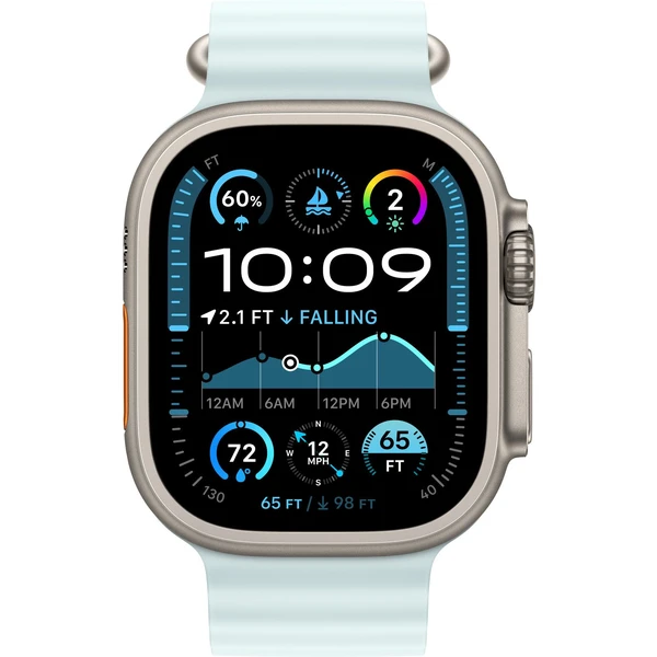 Apple Watch 49/46/45/44mm ledově modrý oceánský řemínek s přírodním titanem - Řemínky - Obrázek V3S7000K01