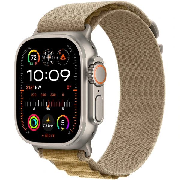 Apple Watch 49/46/45/44mm žlutohnědý alpský tah s přírodním titanem S - Řemínky - Hlavní obrázek