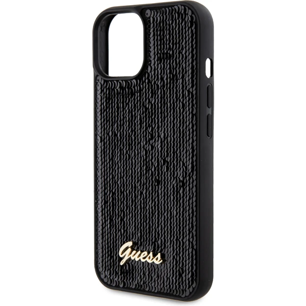 Guess Sequin Script Logo kryt iPhone 15 černý - Pouzdra - Obrázek V592000N01
