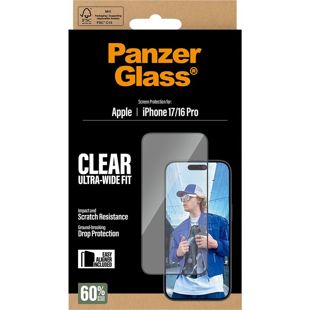 PanzerGlass-Ultra-Wide-Fit-sklo-Apple-iPhone-17-16-Pro-s-instalacnim-rameckem