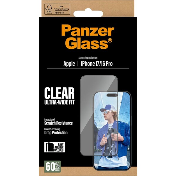 PanzerGlass-Ultra-Wide-Fit-sklo-Apple-iPhone-17-16-Pro-s-instalacnim-rameckem
