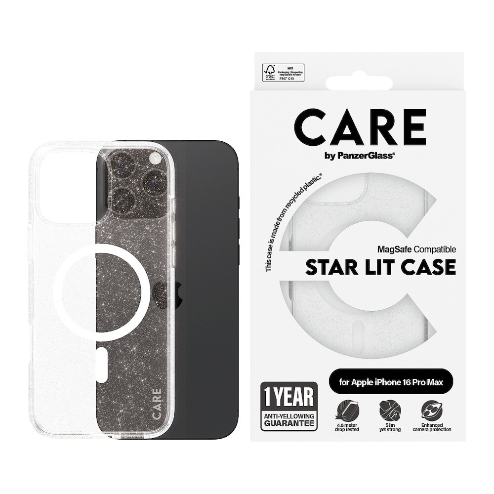 PanzerGlass-CARE-kryt-Apple-iPhone-16-Pro-Max-MagSafe-Star-Lit-trpytivy-bily