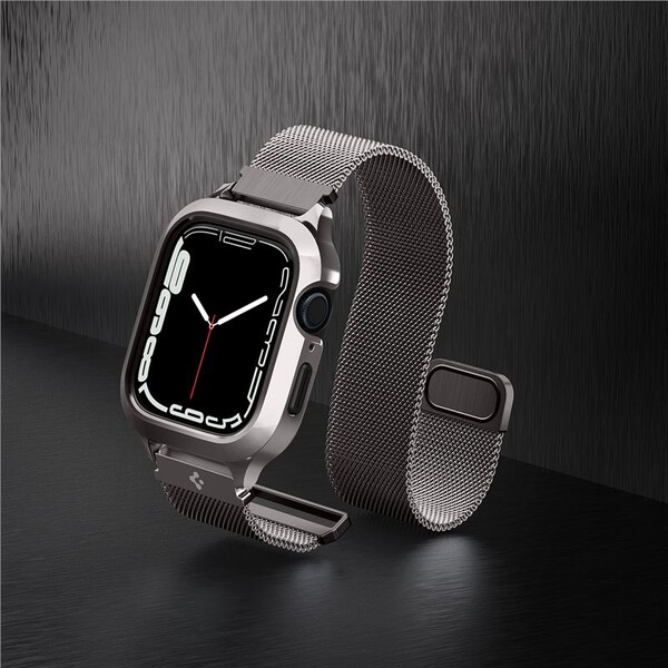 Spigen-Metal-Fit-Pro-reminek-s-pouzdrem-Apple-Watch-9-8-7-45mm-grafitovy
