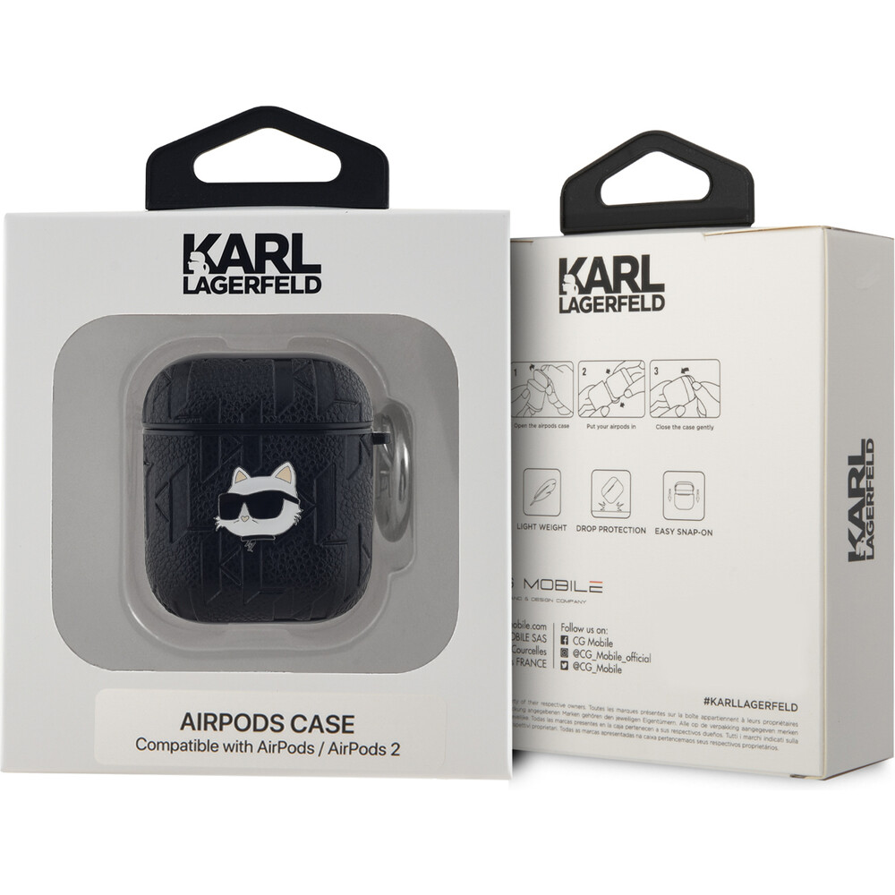 Karl-Lagerfeld-PU-Embossed-Choupette-Head-pouzdro-pro-AirPods-1-2-cerne