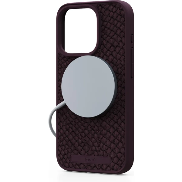 NJORD Salmon Leather Magsafe kryt iPhone 15 Pro vínový - Pouzdra - Obrázek VK19000601