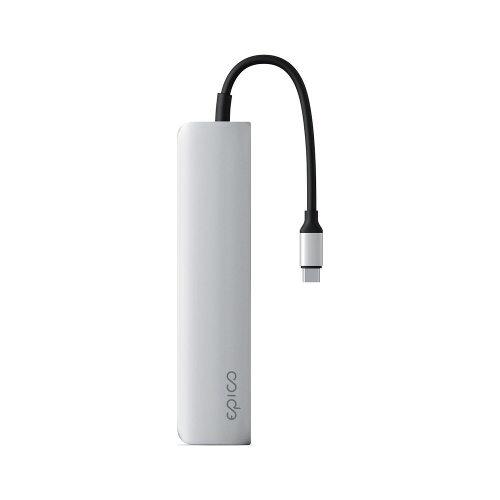 Epico-6v1-hlinikovy-hub-8K-s-USB-C-hvezdne-stribrny
