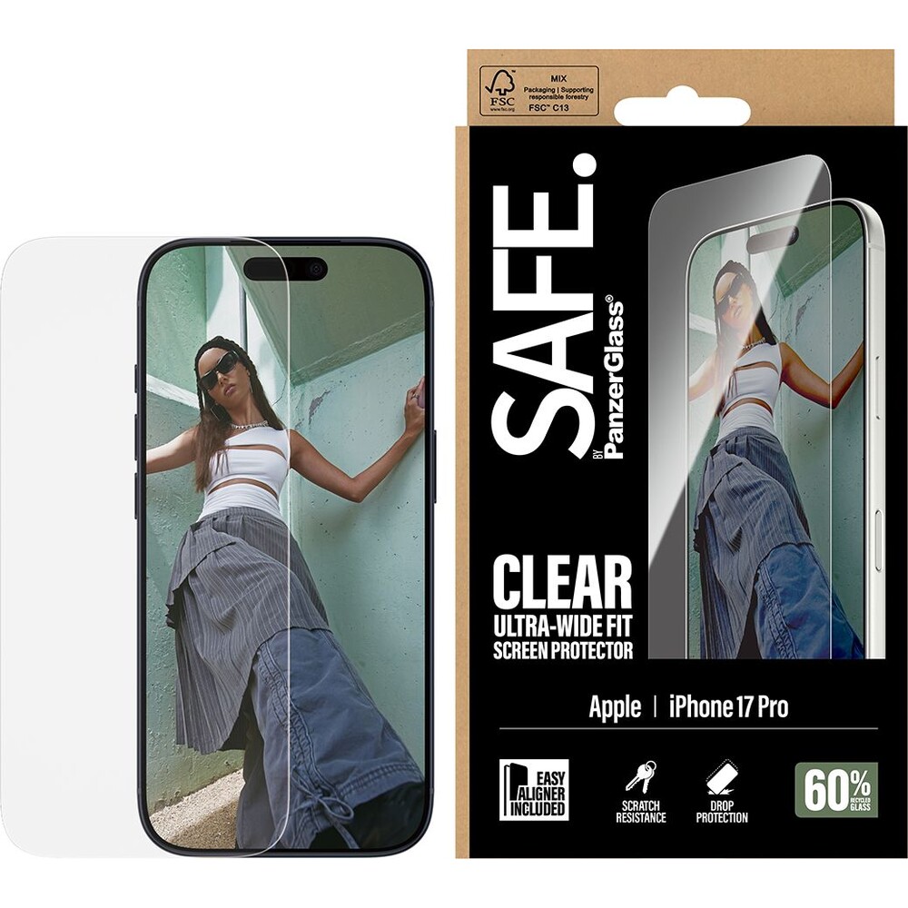 PanzerGlass-SAFE-Ultra-Wide-Fit-sklo-Apple-iPhone-17-Pro-s-instalacnim-rameckem