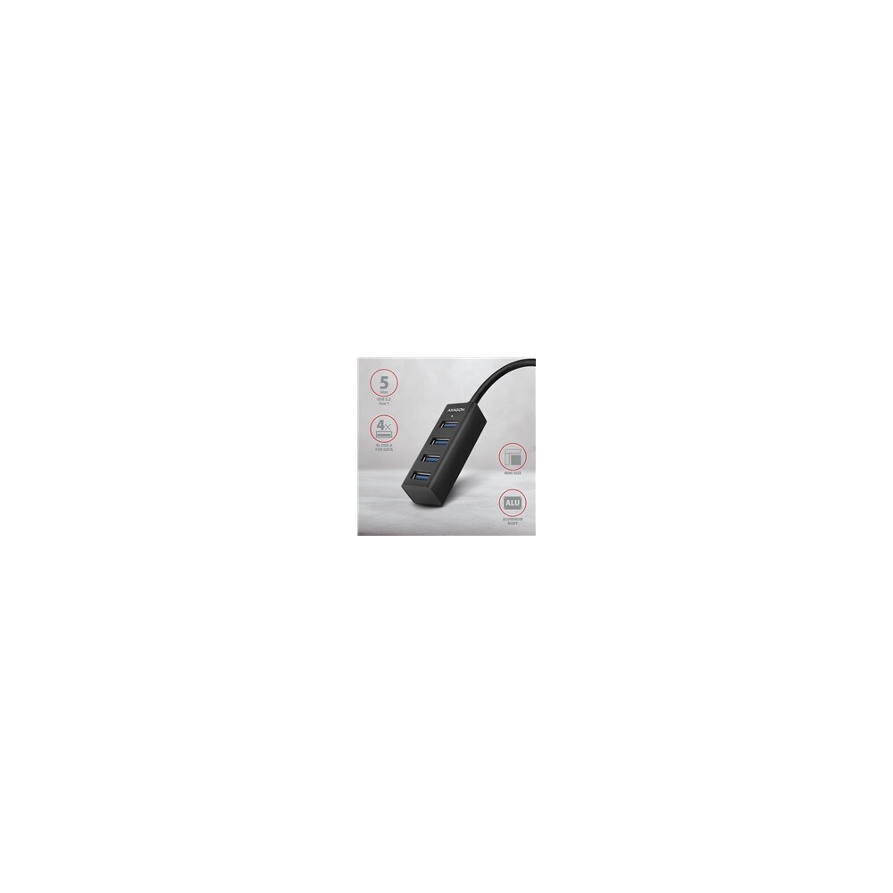 AXAGON-USB-MINI-hub-4x-USB-3-2-Gen-1-kovovy-USB-A-1-2m-cerny