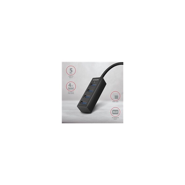 AXAGON-USB-MINI-hub-4x-USB-3-2-Gen-1-kovovy-USB-A-1-2m-cerny