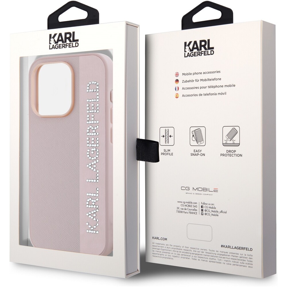 Karl-Lagerfeld-PU-Saffiano-Rhinestone-Charm-zadni-kryt-iPhone-15-Pro-Max-ruzovy