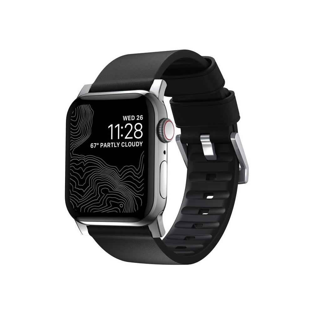 Nomad-Active-Strap-Pro-hydrofobni-kozeny-reminek-Apple-Watch-49-45-44-42mm-cerny-stribrny