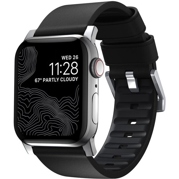Nomad-Active-Strap-Pro-hydrofobni-kozeny-reminek-Apple-Watch-49-45-44-42mm-cerny-stribrny