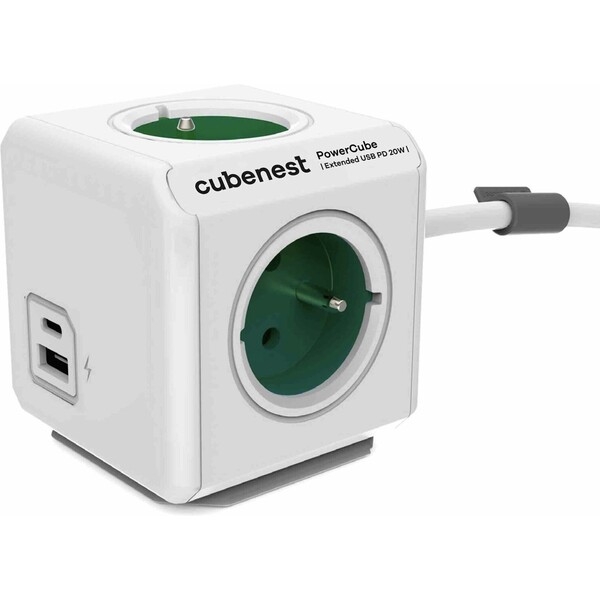 CubeNest-PowerCube-Extended-USB-PD-20W-A-C-1-5m-kabel-zelena
