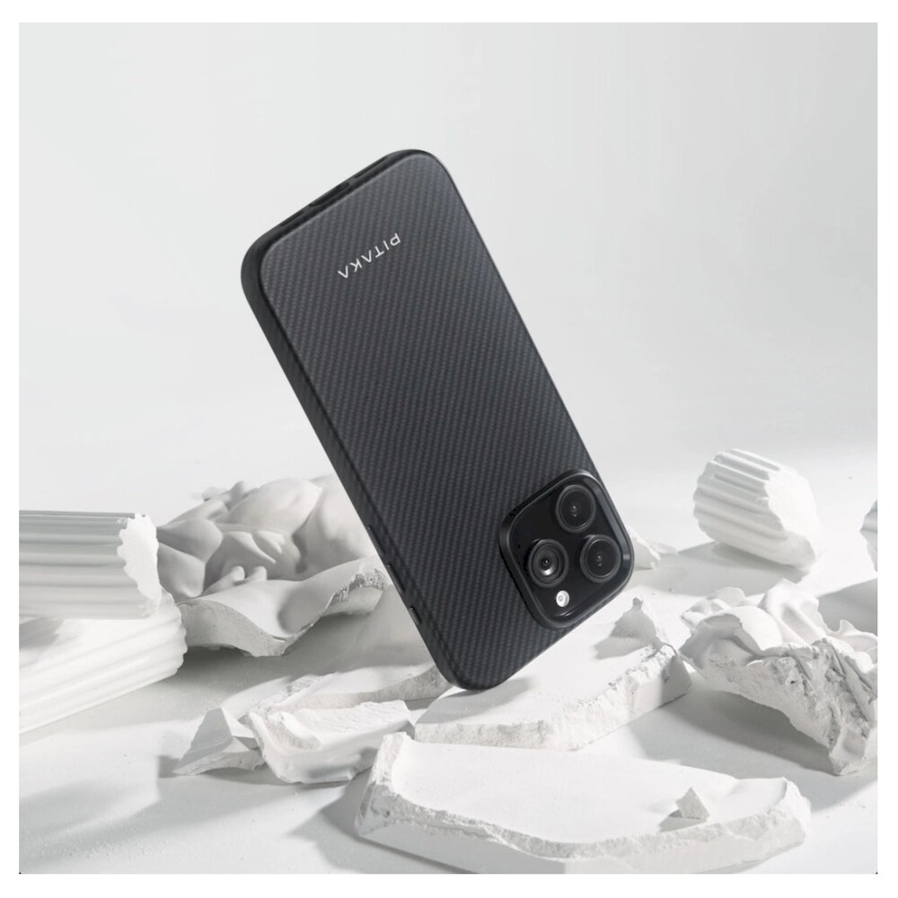 Pitaka-Military-Grade-Protective-MagSafe-kryt-iPhone-16-Pro-Max-Black-Grey-Twill