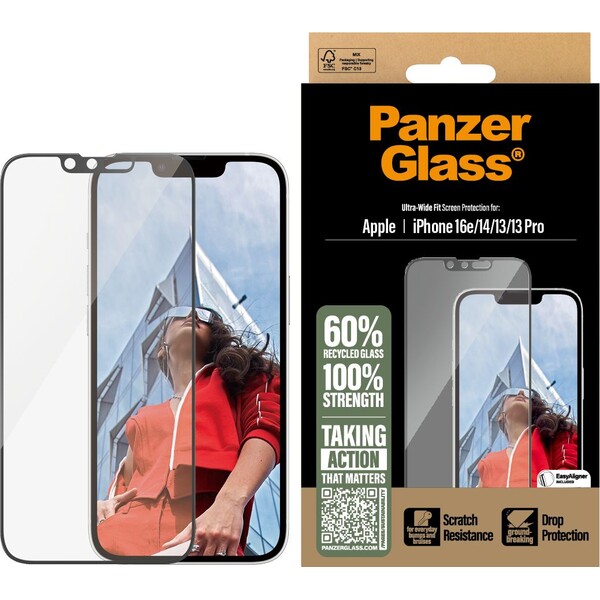 PanzerGlass-Ultra-Wide-Fit-sklo-Apple-iPhone-17e-16e-14-13-13-Pro-s-instalacnim-rameckem