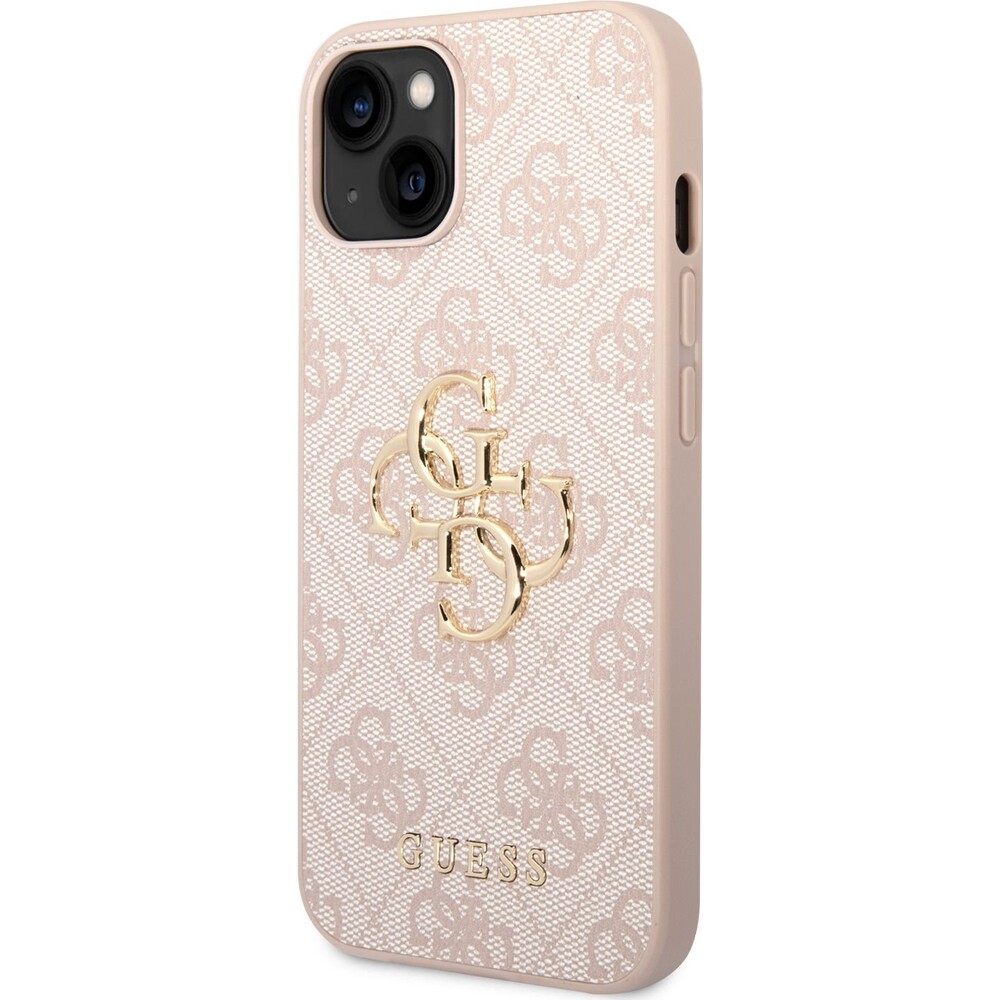 Guess-PU-4G-Metal-Logo-kryt-iPhone-14-ruzovy