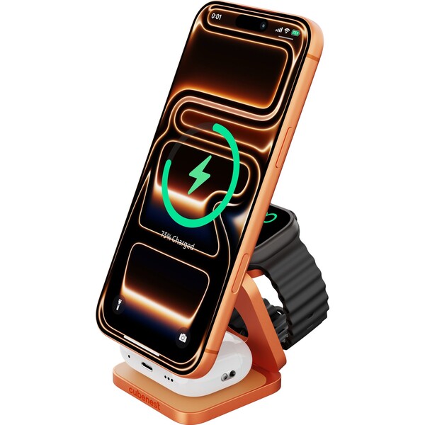 Cubenest-SQ312-Ultra-Qi2-2-MagSafe-3v1-nabijecka-35W-oranzova-Limited-Edition-