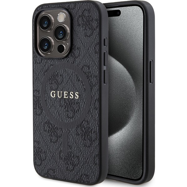 Guess-PU-Leather-4G-Colored-Ring-MagSafe-kryt-iPhone-15-Pro-cerny
