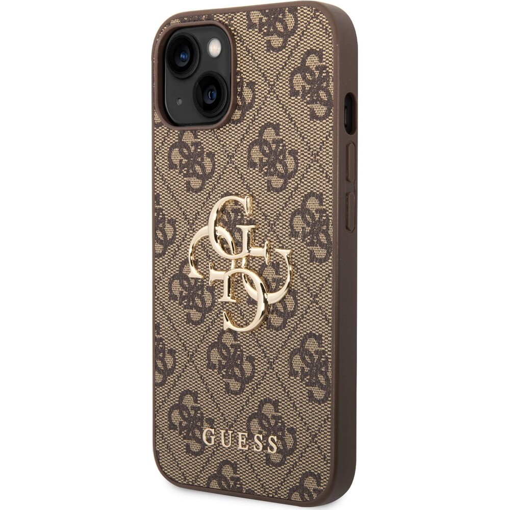 Guess-PU-4G-Metal-Logo-kryt-iPhone-14-hnedy