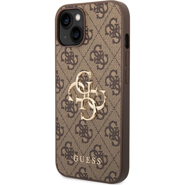 Guess-PU-4G-Metal-Logo-kryt-iPhone-14-hnedy