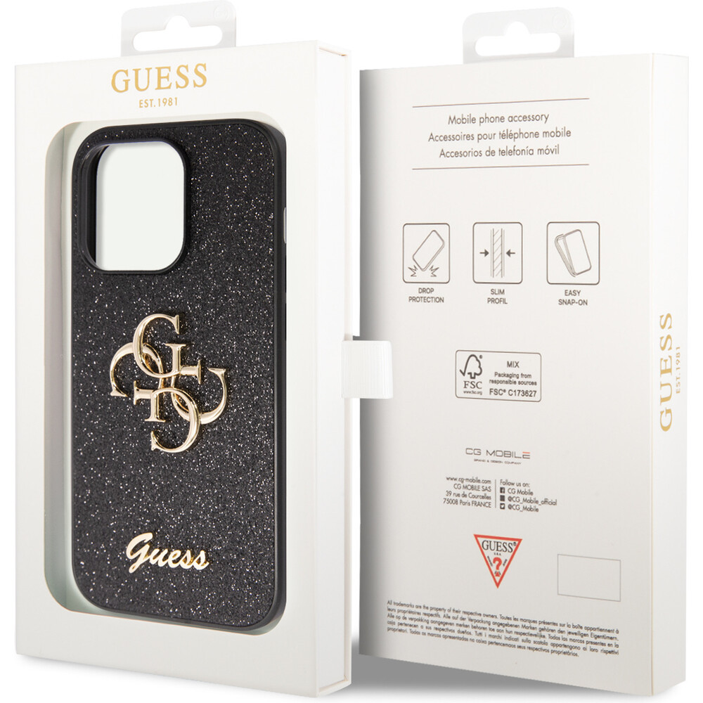 Guess-PU-Fixed-Glitter-4G-Metal-Logo-kryt-iPhone-15-Pro-Max-cerny