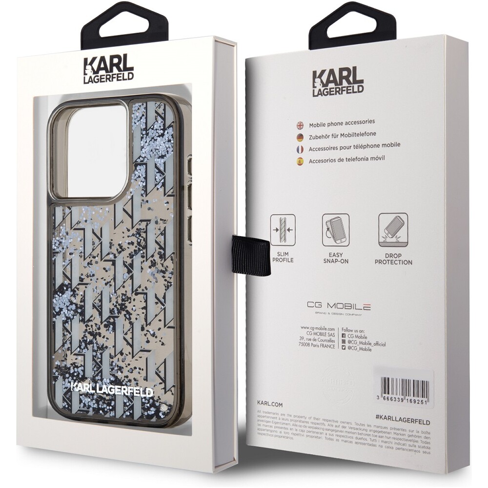 Karl-Lagerfeld-Liquid-Glitter-Monogram-Gradient-zadni-kryt-pro-iPhone-15-Pro-Max-cerny