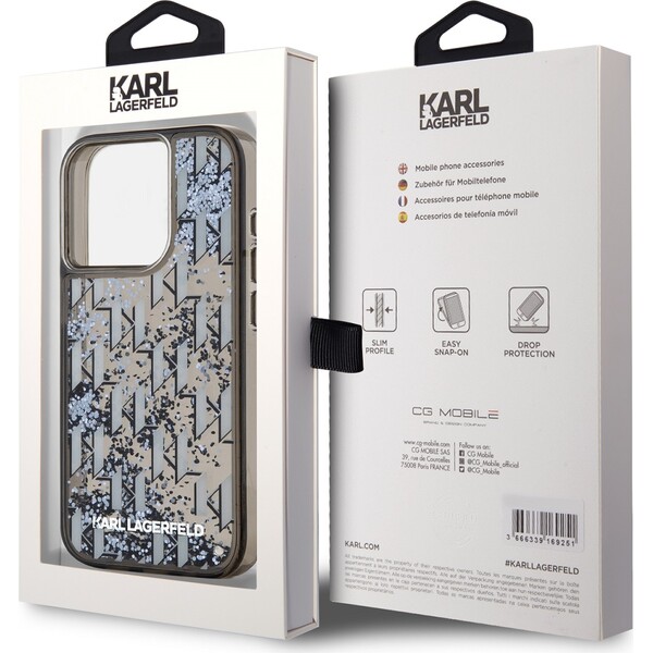 Karl-Lagerfeld-Liquid-Glitter-Monogram-Gradient-zadni-kryt-pro-iPhone-15-Pro-Max-cerny