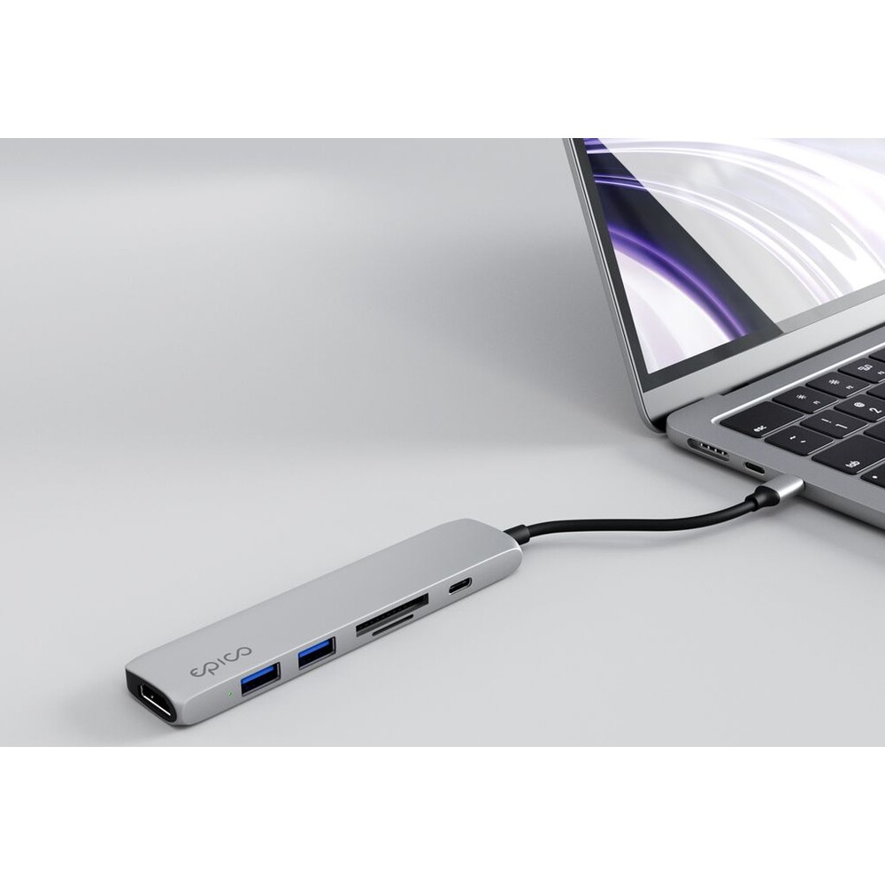 Epico-6v1-hlinikovy-hub-8K-s-USB-C-hvezdne-stribrny
