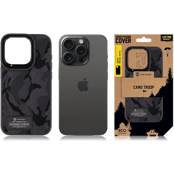 Tactical Camo Troop kryt Apple iPhone 15 Pro černý - Pouzdra - Obrázek X1D0000P01