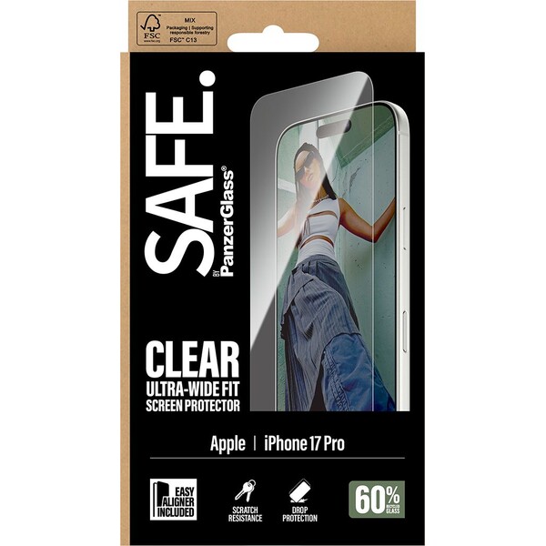 PanzerGlass-SAFE-Ultra-Wide-Fit-sklo-Apple-iPhone-17-Pro-s-instalacnim-rameckem