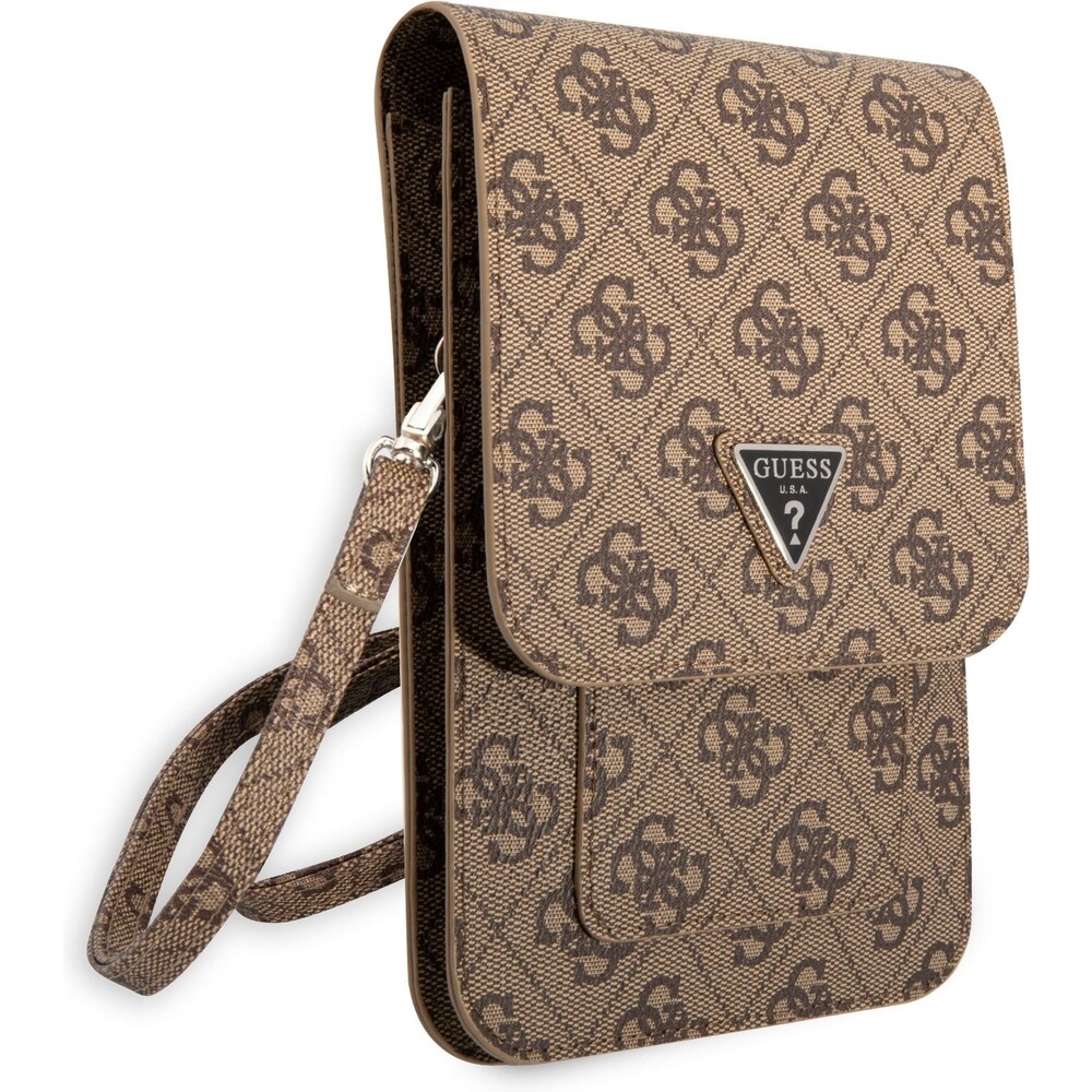 Guess-PU-4G-Triangle-Logo-Phone-Bag-hnede