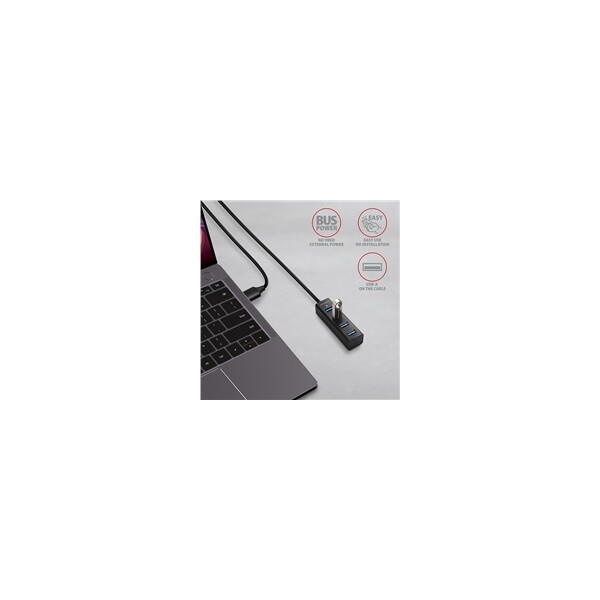 AXAGON-USB-MINI-hub-4x-USB-3-2-Gen-1-kovovy-USB-A-1-2m-cerny