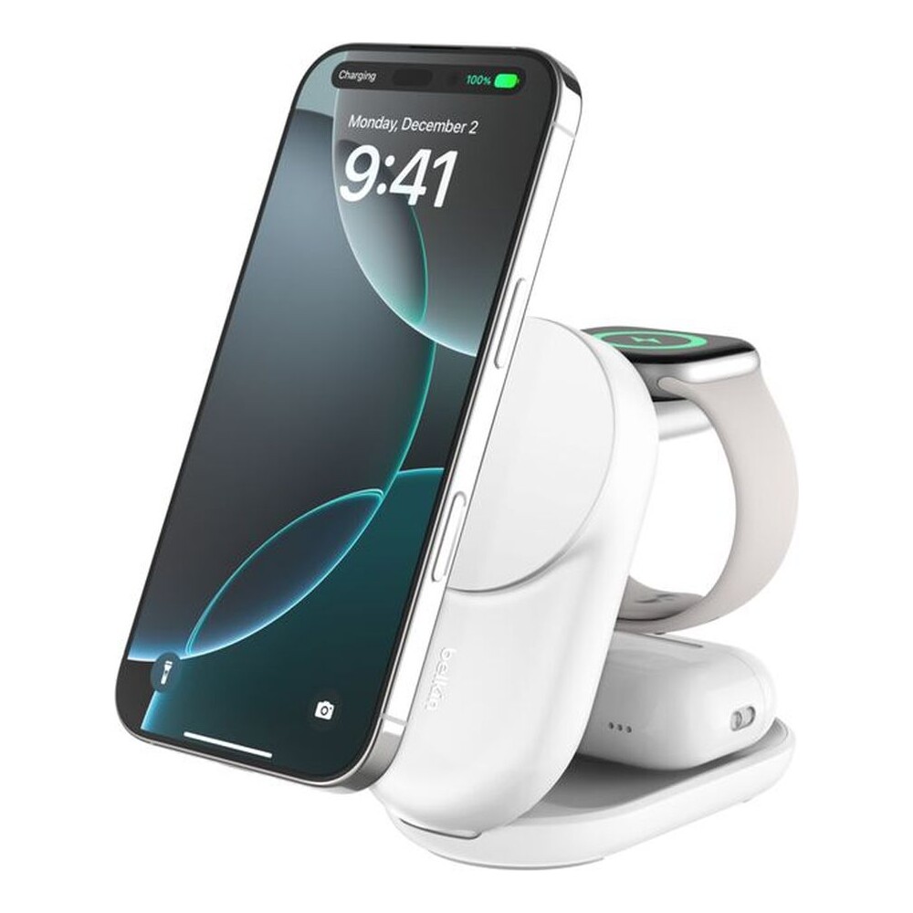 Belkin-UltraCharge-Qi2-25W-3v1-MagSafe-nabijecka-pro-iPhone-Apple-Watch-AirPods-bila